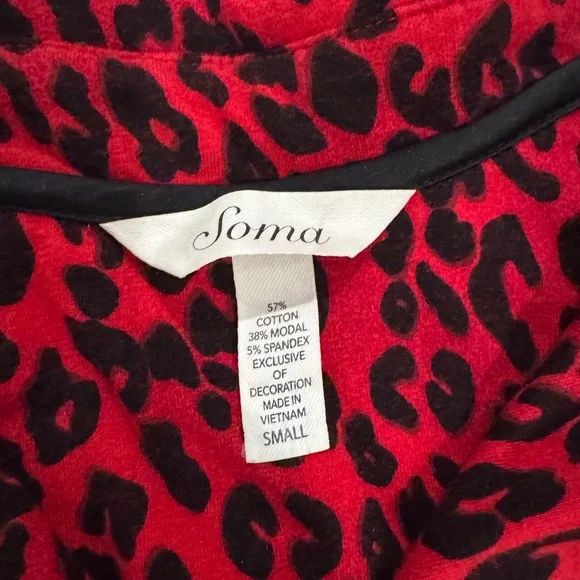 Soma Red Leopard Print Pajama Set - Picture 5 of 5